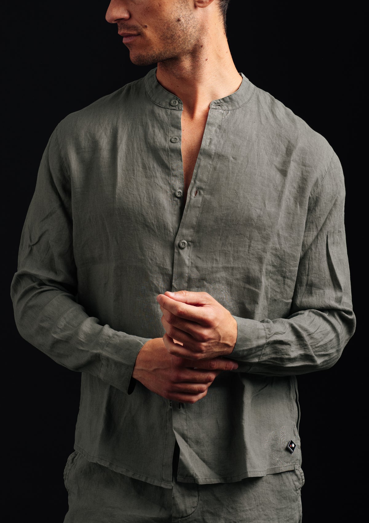 AMIRANTE L - KOREAN NECK LONG SLEEVE SHIRT